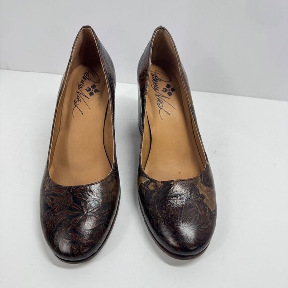 Patricia Nash Pumps Size 8 Anita Block Heel Floral Tooled Leather - Picture 2 of 12
